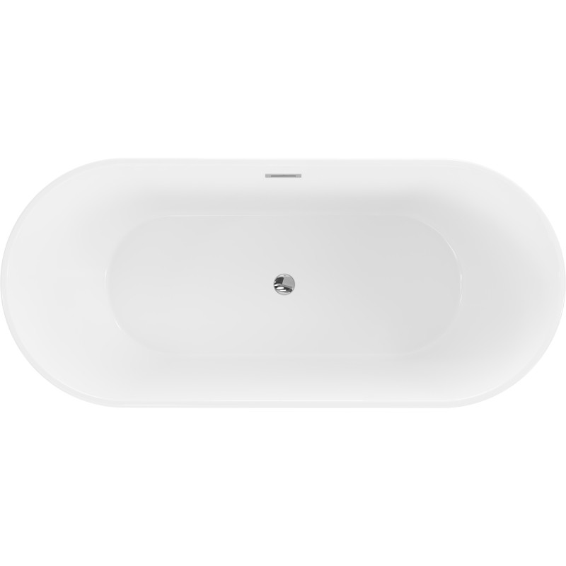 Mexen Flavia freistehende Badewanne 160 x 75 cm, weiß, Überlauf Chrom - 54031608000