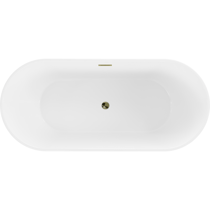 Mexen Flavia freistehende Badewanne 160 x 75 cm, weiß/schwarz, Überlauf gold - 54031608075-50