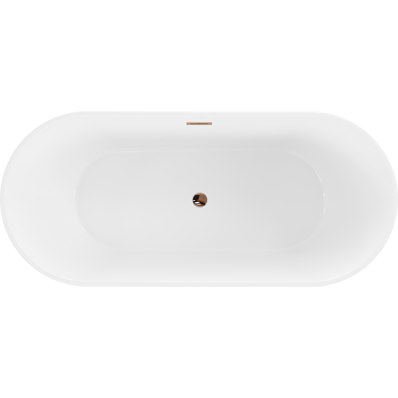 Mexen Flavia freistehende Badewanne 160 x 75 cm, weiß/schwarz, Überlauf Roségold - 54031608075-60