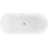 Mexen Flavia freistehende Badewanne 160 x 75 cm, weiß/schwarz, Überlauf gebürstetes Kupfer - 54031608075-65
