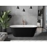 Mexen Flavia freistehende Badewanne 160 x 75 cm, weiß/schwarz, Überlauf gebürstetes Kupfer - 54031608075-65
