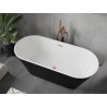 Mexen Flavia freistehende Badewanne 160 x 75 cm, weiß/schwarz, Überlauf gebürstetes Kupfer - 54031608075-65