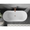 Mexen Flavia freistehende Badewanne 160 x 75 cm, weiß/schwarz, Überlauf gebürstetes Kupfer - 54031608075-65