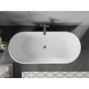 Mexen Flavia freistehende Badewanne 160 x 75 cm, weiß/schwarz, Überlauf gun gray gebürstet - 54031608075-66