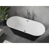 Mexen Flavia freistehende Badewanne 160 x 75 cm, weiß/schwarz, Überlauf Gun Metal - 54031608075-95