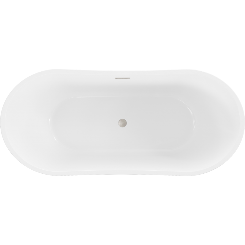 Mexen Montana freistehende Badewanne 150 x 75 cm, weiß, Überlauf gebürsteter Nickel - 52011507500-97