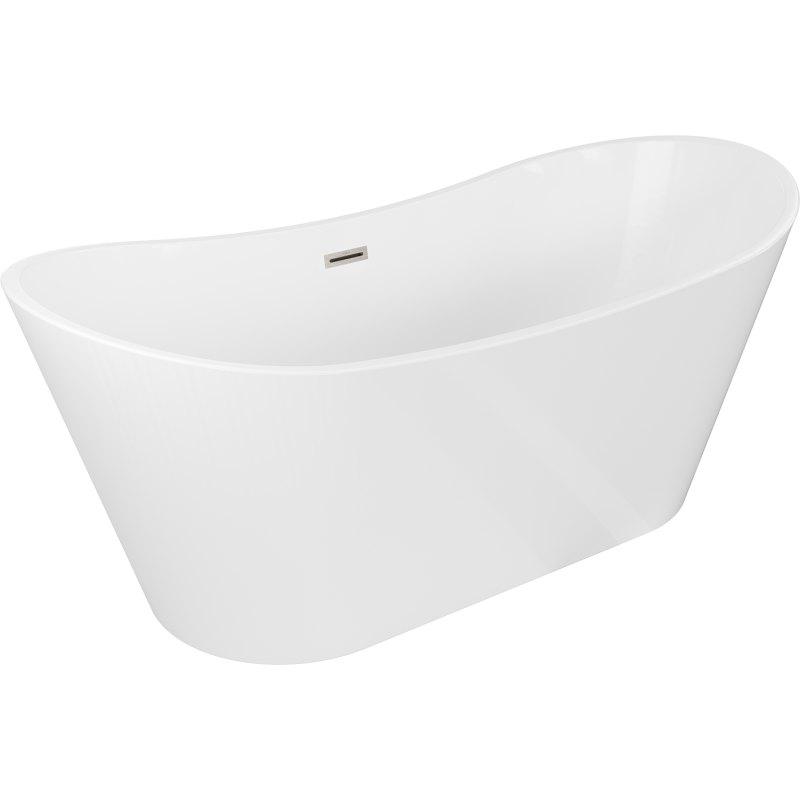 Mexen Montana freistehende Badewanne 150 x 75 cm, weiß, Überlauf gebürsteter Nickel - 52011507500-97