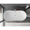 Mexen Montana freistehende Badewanne 150 x 75 cm, weiß, Überlauf gebürsteter Nickel - 52011507500-97