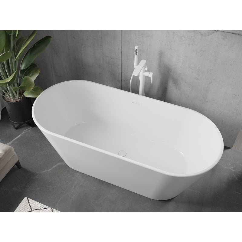 Mexen Flavia freistehende Badewanne 170 x 75 cm, weiß, Überlauf weiß - 54031708000-20