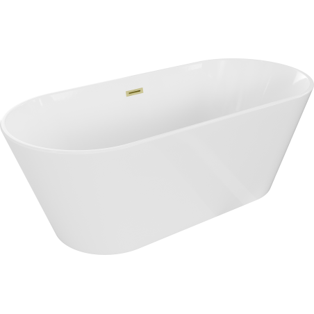 Mexen Flavia freistehende Badewanne 170 x 75 cm, weiß, mit gebürstetem Goldüberlauf - 54031708000-55