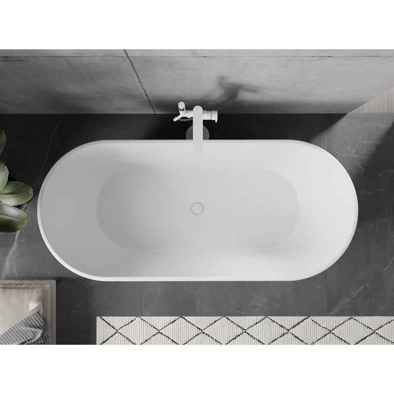 Mexen Flavia freistehende Badewanne 170 x 75 cm, weiß, Überlauf weiß - 54031708000-20