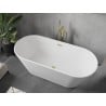 Mexen Flavia freistehende Badewanne 170 x 75 cm, weiß, Überlauf gebürstet gold - 54031708000-55