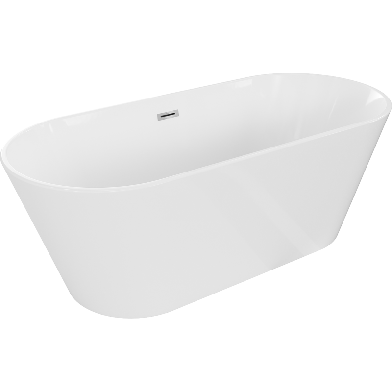 Mexen Flavia freistehende Badewanne 170 x 75 cm, weiß, Überlauf Chrom - 54031708000-01