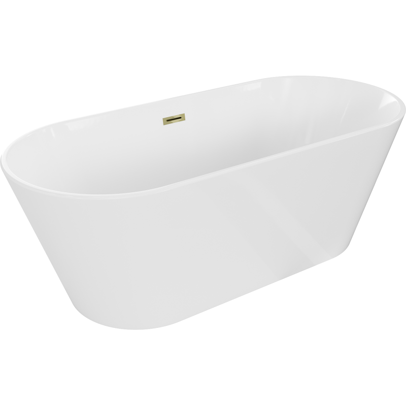 Mexen Flavia freistehende Badewanne 170 x 75 cm, weiß, Überlauf gold - 54031708000-50
