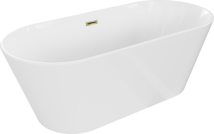 Mexen Flavia freistehende Badewanne 170 x 75 cm, weiß, Überlauf gold - 54031708000-50