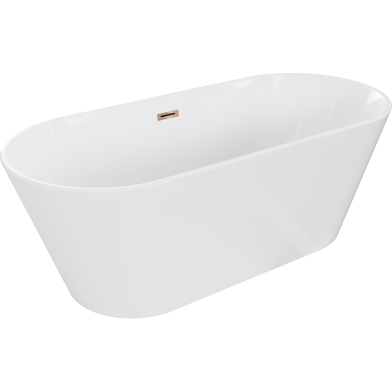 Mexen Flavia freistehende Badewanne 170 x 75 cm, weiß, Überlauf Roségold - 54031708000-60