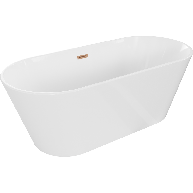 Mexen Flavia freistehende Badewanne 170 x 75 cm, weiß, Überlauf Bürste Kupfer - 54031708000-65