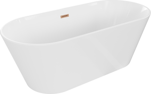 Mexen Flavia freistehende Badewanne 170 x 75 cm, weiß, Überlauf Bürste Kupfer - 54031708000-65