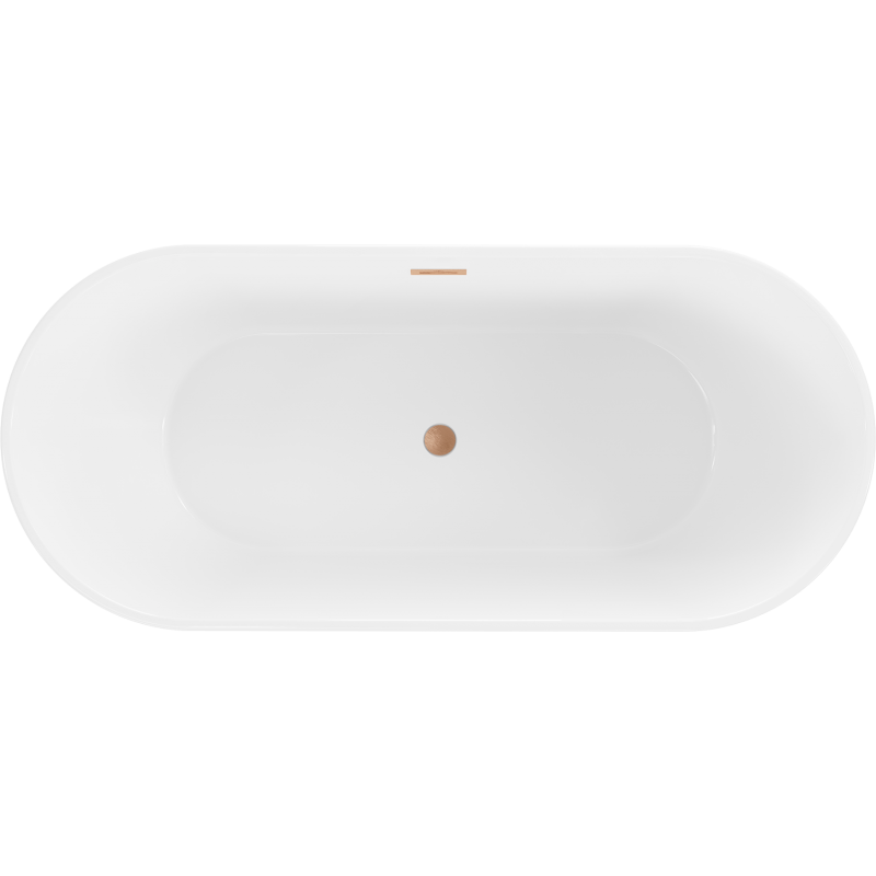 Mexen Flavia freistehende Badewanne 170 x 75 cm, weiß, Überlauf Bürste Kupfer - 54031708000-65