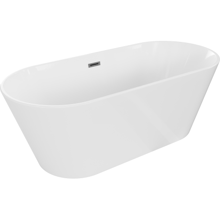 Mexen Flavia freistehende Badewanne 170 x 75 cm, weiß, Überlauf Gun Gray gebürstet - 54031708000-66