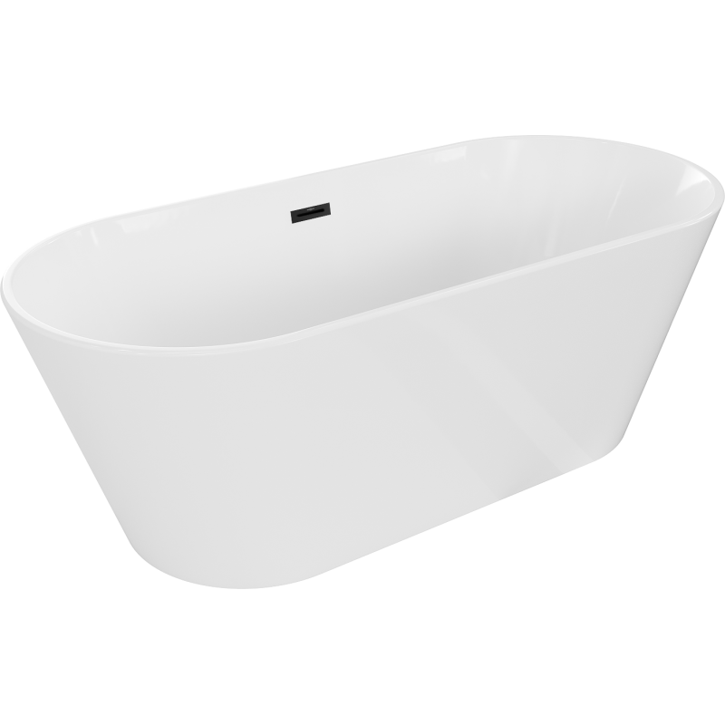 Mexen Flavia freistehende Badewanne 170 x 75 cm, weiß, schwarzer Überlauf - 54031708000-70