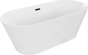 Mexen Flavia freistehende Badewanne 170 x 75 cm, weiß, schwarzer Überlauf - 54031708000-70