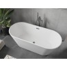 Mexen Flavia freistehende Badewanne 170 x 75 cm, weiß, Überlauf Gun Gray gebürstet - 54031708000-66