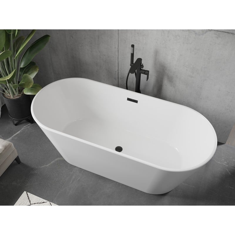 Mexen Flavia freistehende Badewanne 170 x 75 cm, weiß, schwarzer Überlauf - 54031708000-70