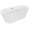 Mexen Flavia freistehende Badewanne 170 x 75 cm, weiß, Überlauf Gun Metal - 54031708000-95