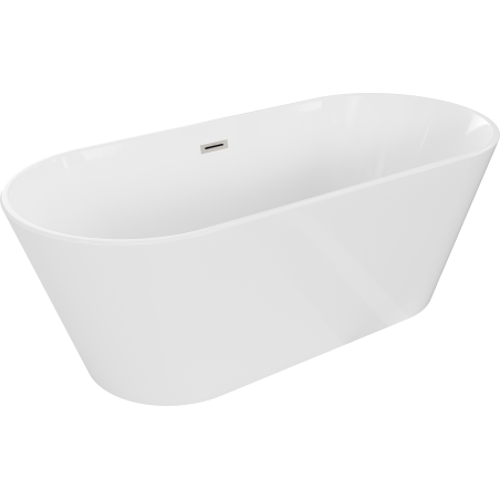 Mexen Flavia freistehende Badewanne 170 x 75 cm, weiß, gebürsteter Nickel Überlauf - 54031708000-97