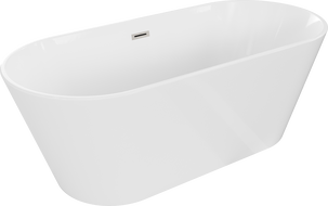 Mexen Flavia freistehende Badewanne 170 x 75 cm, weiß, gebürsteter Nickel Überlauf - 54031708000-97