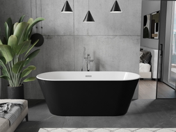 Mexen Flavia freistehende Badewanne 170 x 75 cm, weiß/schwarz, chrom Überlauf - 54031708075-01