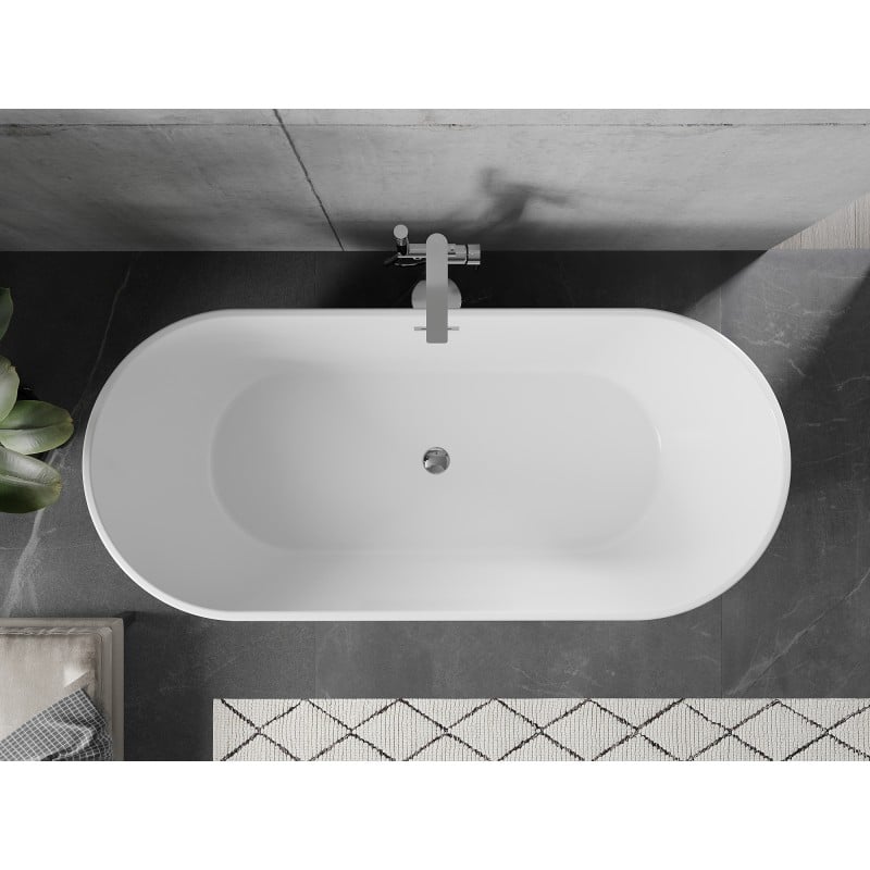 Mexen Flavia freistehende Badewanne 170 x 75 cm, weiß/schwarz, chrom Überlauf - 54031708075-01
