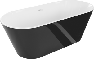 Mexen Flavia freistehende Badewanne 170 x 75 cm, weiß/schwarz, Überlauf weiß - 54031708075-20