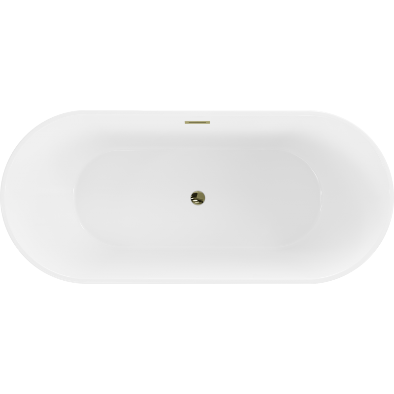 Mexen Flavia freistehende Badewanne 170 x 75 cm, weiß/schwarz, Überlauf gold - 54031708075-50