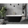 Mexen Flavia freistehende Badewanne 170 x 75 cm, weiß/schwarz, Überlauf gebürstetes Gold - 54031708075-55