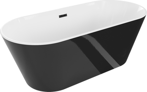 Mexen Flavia freistehende Badewanne 170 x 75 cm, weiß/schwarz, schwarzer Überlauf - 54031708075-70
