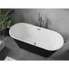 Mexen Flavia freistehende Badewanne 170 x 75 cm, weiß/schwarz, Überlauf gun gray gebürstet - 54031708075-66