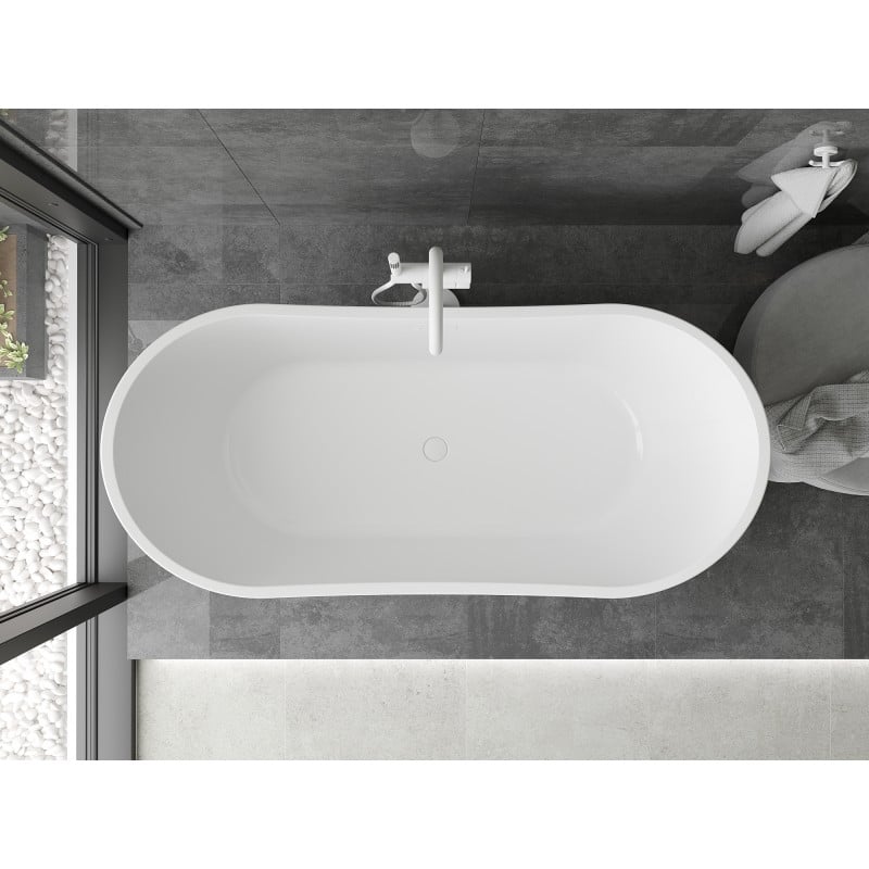 Mexen Montana freistehende Badewanne 150 x 75 cm, weiß/schwarz, weißer Überlauf - 52011507575-20
