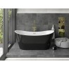 Mexen Montana freistehende Badewanne 150 x 75 cm, weiß/schwarz, Überlauf gold - 52011507575-50