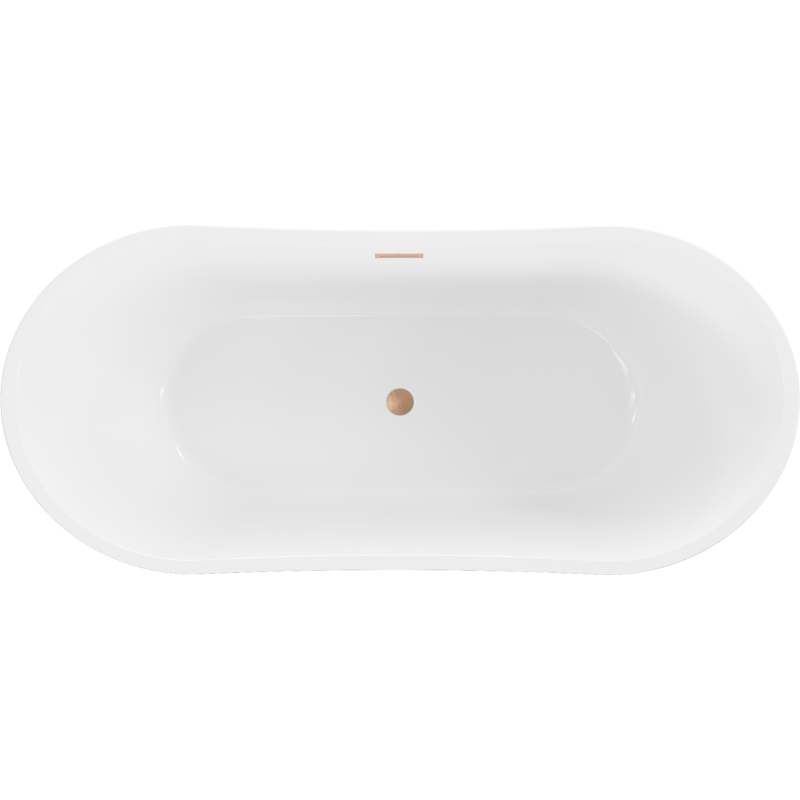 Mexen Montana freistehende Badewanne 150 x 75 cm, weiß/schwarz, Überlauf gebürstetes Kupfer - 52011507575-65