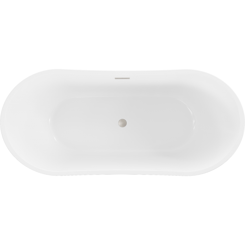 Mexen Montana Freistehende Badewanne 150 x 75 cm, weiß/schwarz, Überlauf gebürstetes Nickel - 52011507575-97