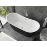 Mexen Montana Freistehende Badewanne 150 x 75 cm, weiß/schwarz, Überlauf gebürstetes Nickel - 52011507575-97