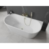 Mexen Oval freistehende Wanne an der Wand 140 x 75 cm, weiß, Überlauf gold - 52671407500-50