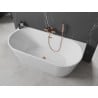 Mexen Oval freistehende, wandnahe Badewanne 140 x 75 cm, weiß, Überlauf in Roségold - 52671407500-60