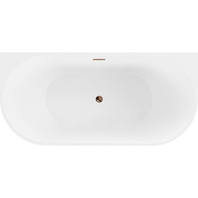 Mexen Oval freistehende, wandnahe Badewanne 140 x 75 cm, weiß, Überlauf in Roségold - 52671407500-60