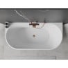 Mexen Oval freistehende, wandnahe Badewanne 140 x 75 cm, weiß, Überlauf in Roségold - 52671407500-60