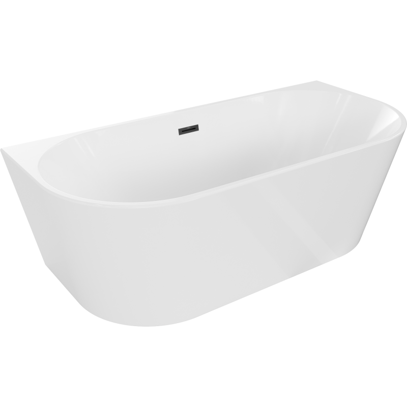 Mexen Oval Badewanne freistehend an der Wand 140 x 75 cm, weiß, schwarzer Überlauf - 52671407500-70