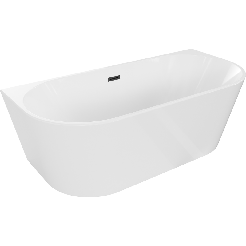 Mexen Oval freistehende Wanne an der Wand 140 x 75 cm, weiß, schwarzer Überlauf - 52671407500-70