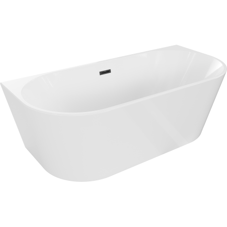 Mexen Oval Badewanne freistehend an der Wand 140 x 75 cm, weiß, schwarzer Überlauf - 52671407500-70